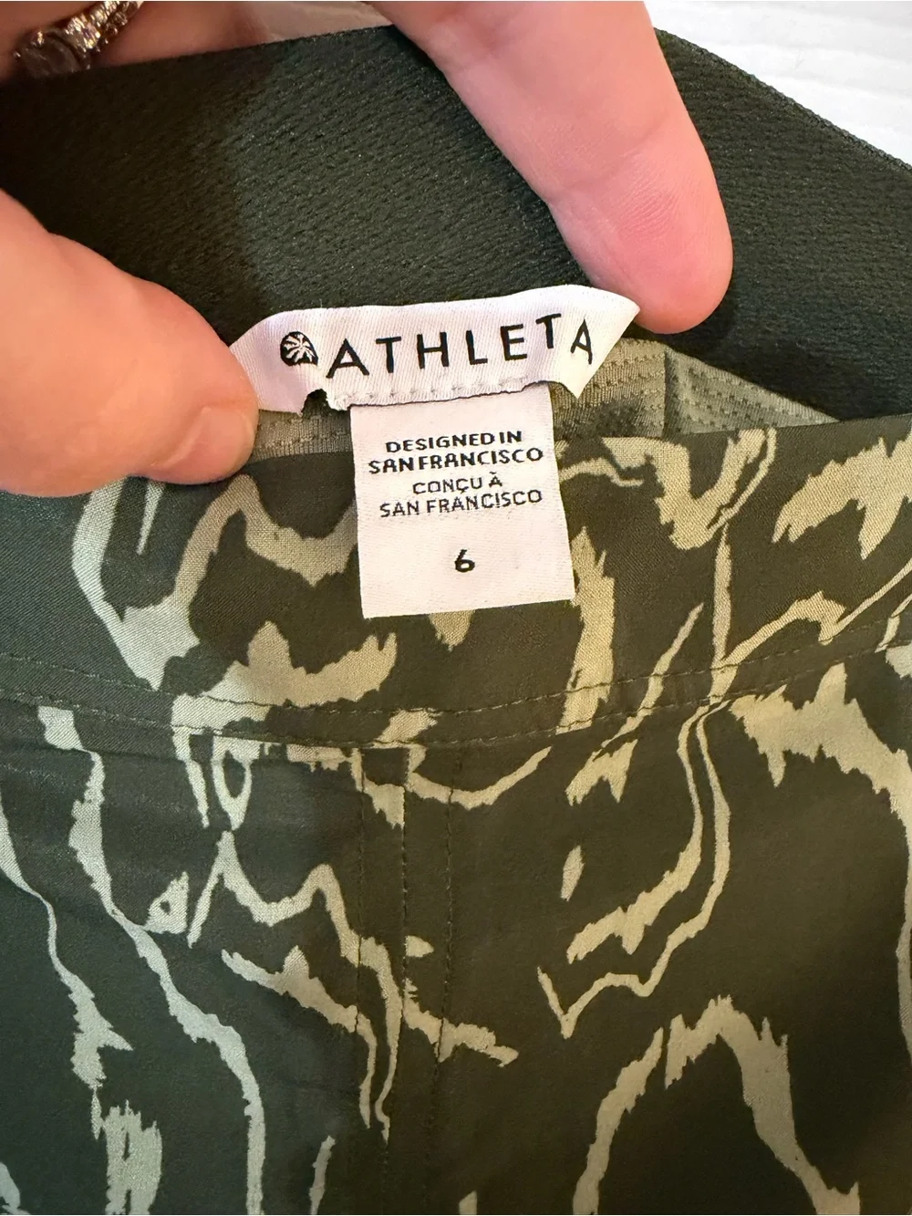 Athleta Olive Green Printed Mini Skort with Pockets